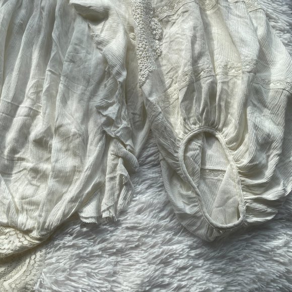 NWOT FREE PEOPLE Lover Of Mine Bodysuit White Ruffle Lace Small S - Picture 12 of 13